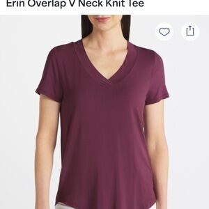 Market & Spruce Erin Overlap V-Neck Tee - Plum